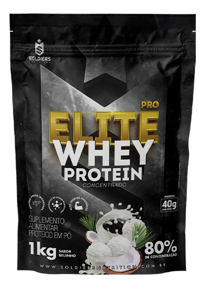 Soldiers Nutrition Elite Pro Whey Protein Concentrado 80% 1kg - verso com informações nutricionais