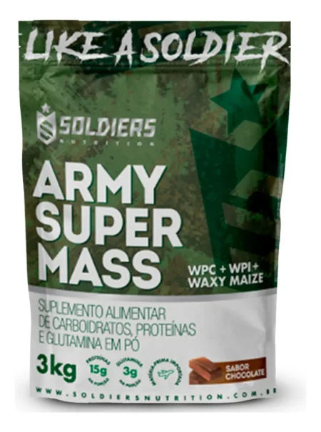 Soldiers Nutrition Army Super Mass Hipercalórico 3kg sabor Chocolate - embalagem de frente