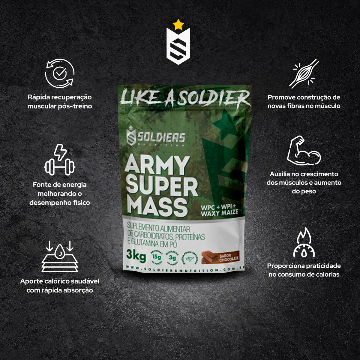 Tabela nutricional do Army Super Mass Soldiers Nutrition hipercalórico