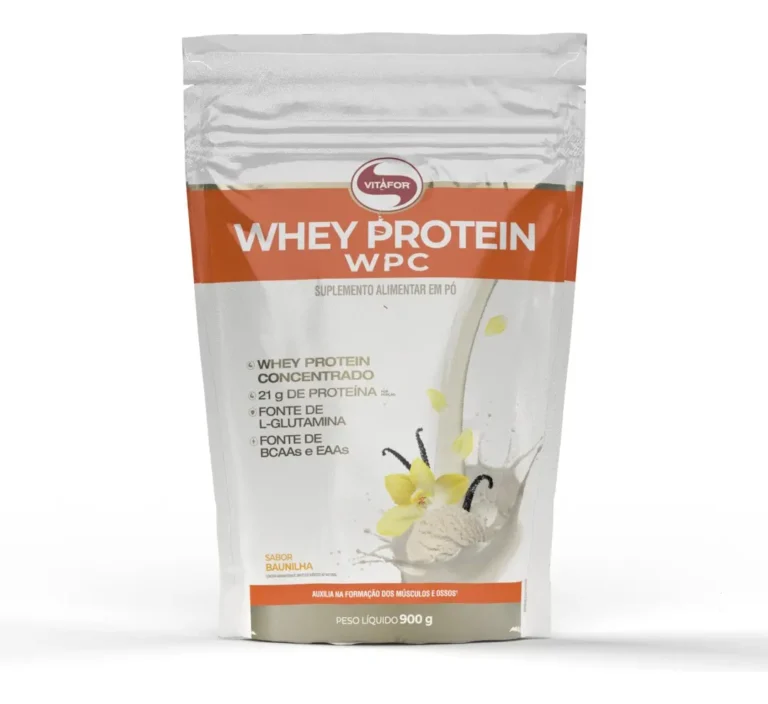 Pote de Vitafor Whey Protein Baunilha 100% Whey Concentrado 900g