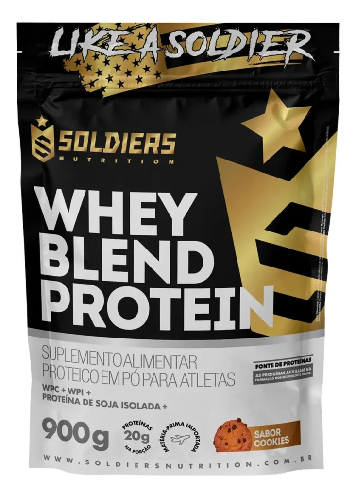 Soldiers Nutrition Whey Blend Protein Concentrado e Isolado 900g sabor Cookies - embalagem frontal
