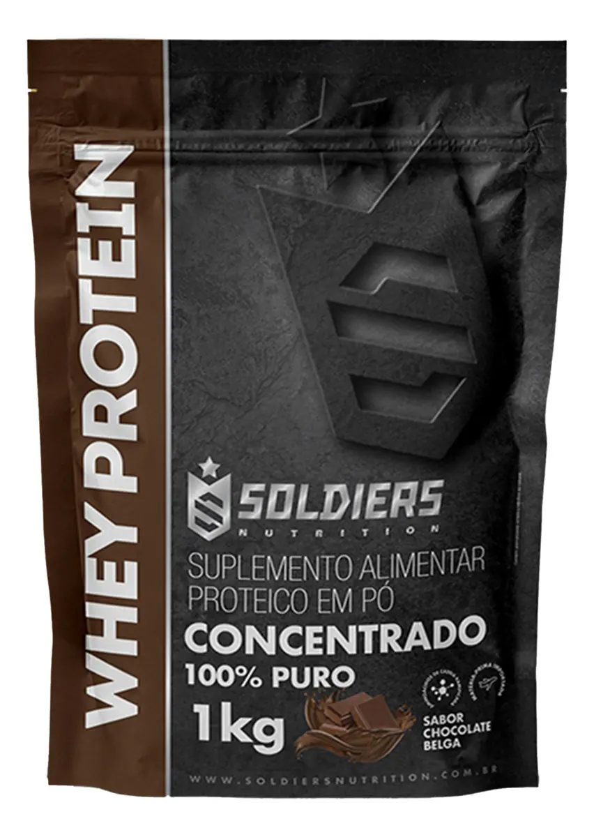 Whey Protein Concentrado Soldiers Nutrition 1kg sabor Chocolate belga