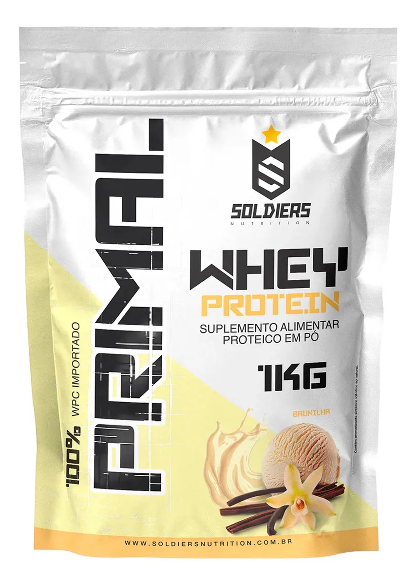Whey Protein Primal Soldiers Nutrition 1kg, foto da embalagem frontal