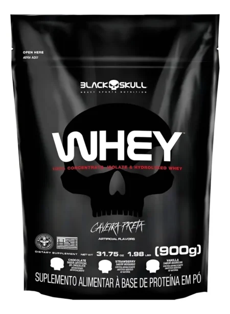 Refil Whey Black Skull Caveira Preta sabor Chocolate 900g