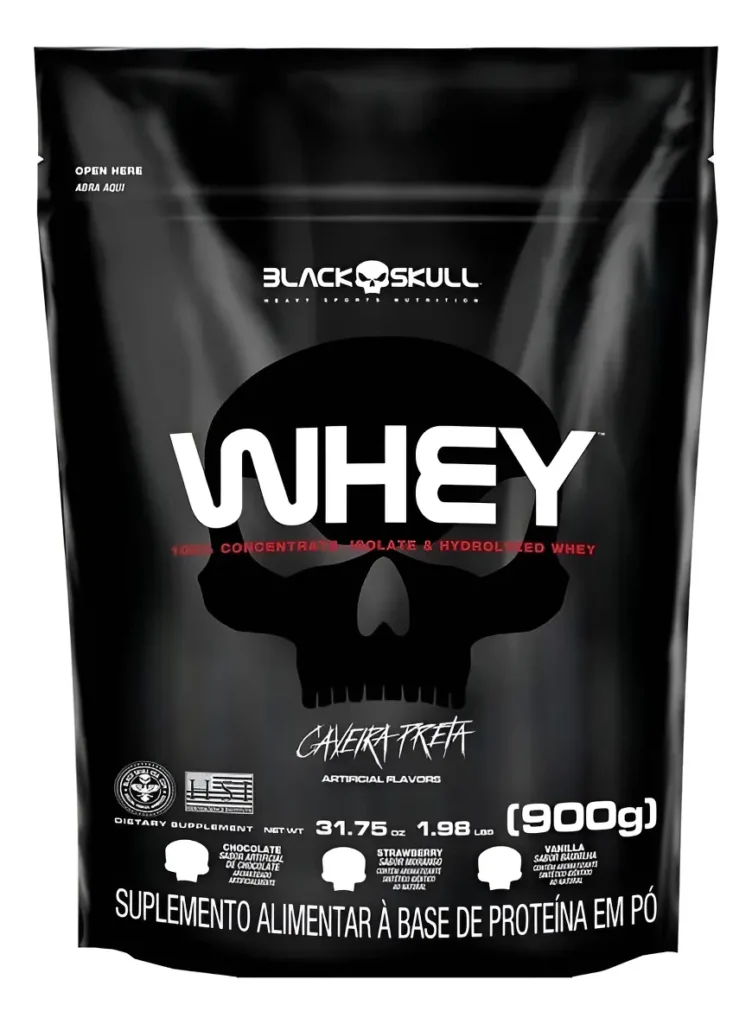 Refil Whey Black Skull Caveira Preta sabor Chocolate 900g