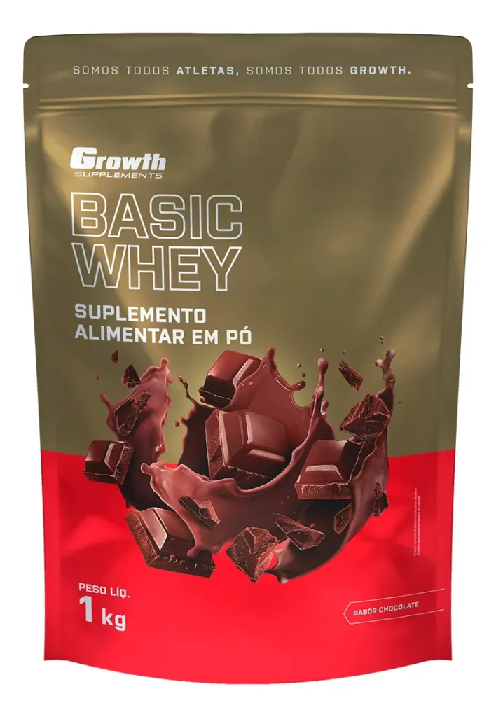 Whey Protein Growth Basic Whey, pote 1kg sabor chocolate