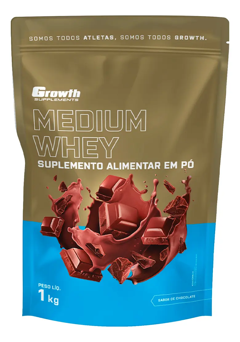 Whey Protein Growth Medium Whey, pote 1kg sabor chocolate