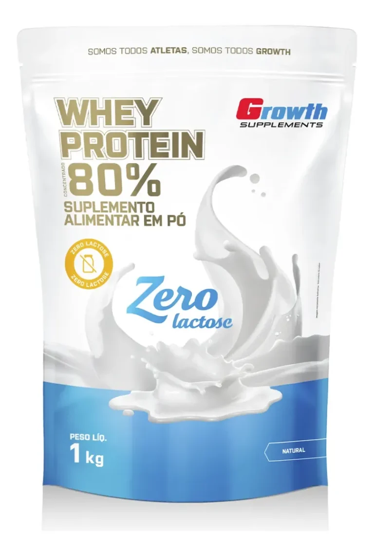 Whey Protein Growth Concentrado Zero Lactose 1kg, sabor natural