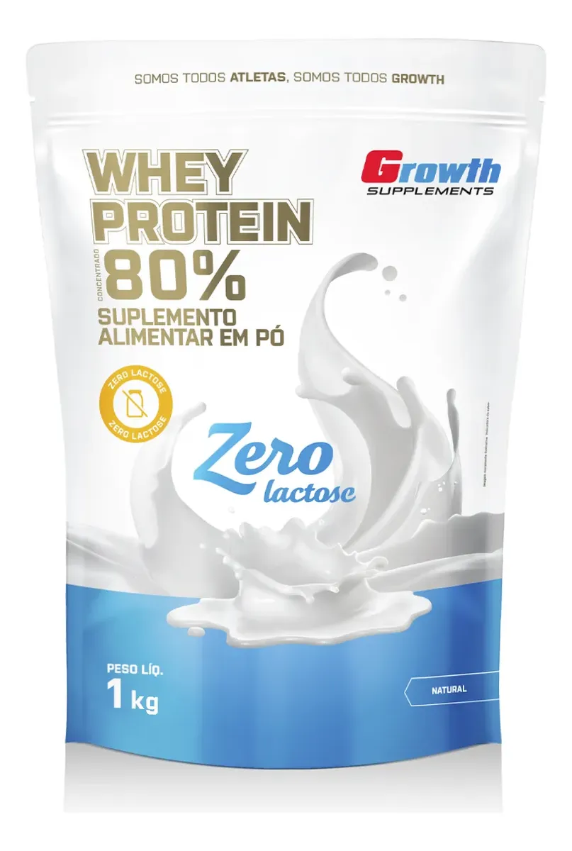 Whey Protein Growth Concentrado Zero Lactose 1kg, sabor natural